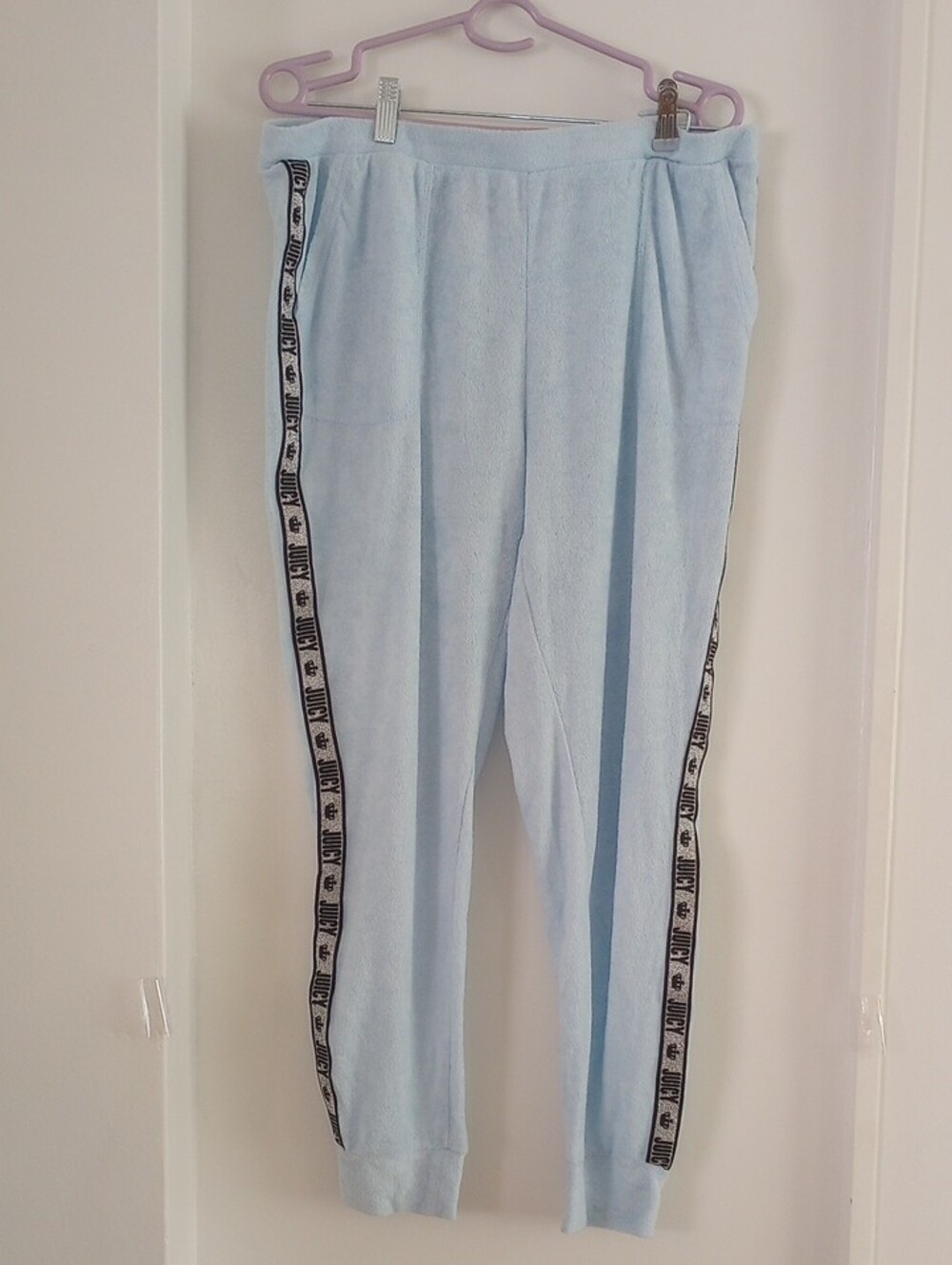 Juicy Couture Blue Pajama Top And Pants Set Lounge Wear Terrycloth XL - Picture 6 of 11